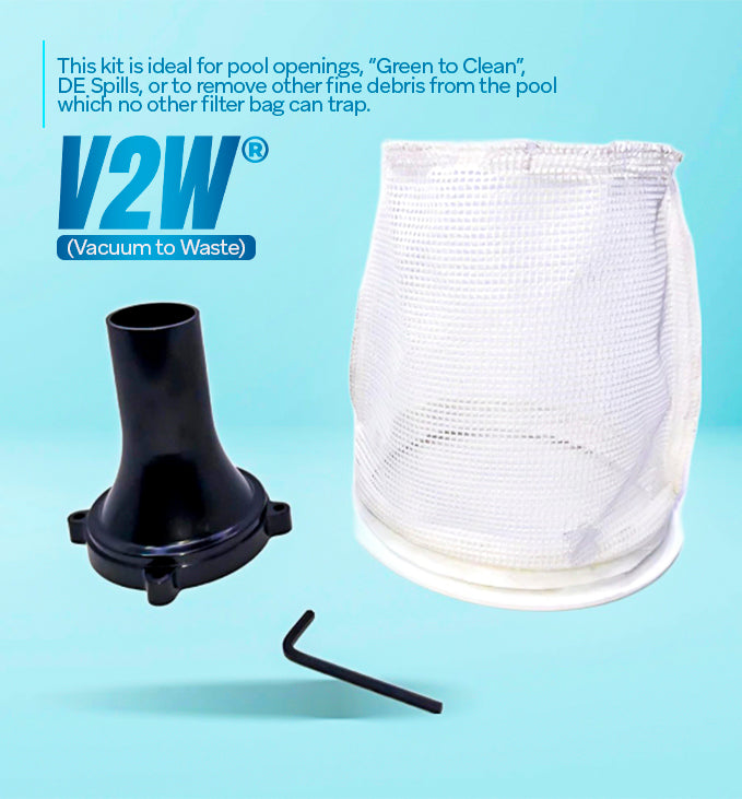 The Basic Bundle with VacDaddy 2.0, V2W® Kit, Shallow Water Adapter, 29" Aluminum Adapter Pole, and Aluminum Vac Head Handle